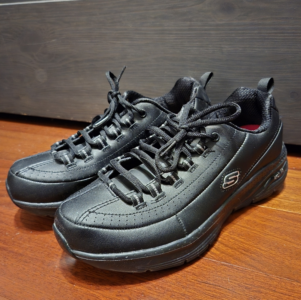 Womens Skechers Work Slip Resistant Arch Fit Trickell II Athletic Black
